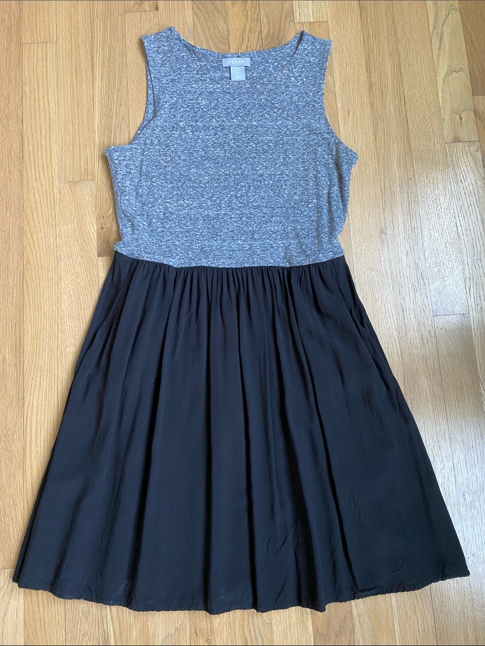 Kenar S Heather Gray and Black Flowing Midi Dress